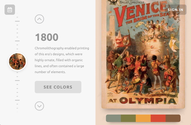 色彩时光机!可查询每个时代流行配色组合的 Color Leap