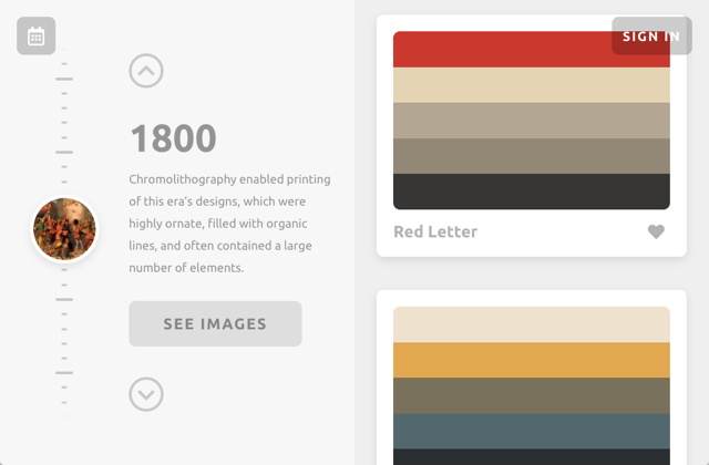 色彩时光机!可查询每个时代流行配色组合的 Color Leap